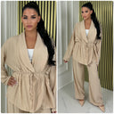 Croco Wrapped Tie Belt Wide Leg Set