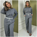 Crop Blouse White Detail Set