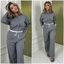 Crop Blouse White Detail Set