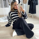 Striped Col Wide Leg Musthave Set