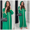Headscarf Abaya Golden Embroidery Sleeves And Mid Stripe