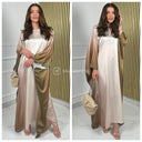 Multicolor Oversized Satin Dress Butterfly Sleeves