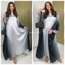 Multicolor Oversized Satin Dress Butterfly Sleeves