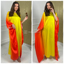 Multicolor Oversized Satin Dress Butterfly Sleeves