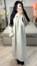 Double Golden Buttons Sleeve Detail Split Maxi Coat