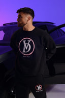 Dutch Angels Round Chenille Embroidery Black Tracksuit