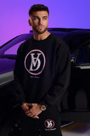 Dutch Angels Round Chenille Embroidery Black Tracksuit