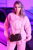 Dutch Angels Round Chenille Embroidery Pink Tracksuit