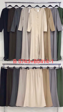 2pcs Set Tie Belt Blouse Button Maxi + Skirt