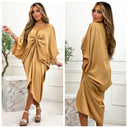 Satin Wrap Drawstring Oversized Dress