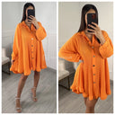 Oversized Gold Buttons Ribbed Dress