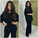 Eyelet Round Neck T-shirt + Wide Leg Pants Set