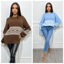 Diamond Pattern Sweater Frill Detail