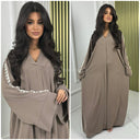Flower Pearls Sleeve Detail Basic Oversized Dress