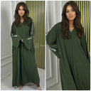 Flower Pearls Sleeve Detail Basic Oversized Dress