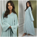 Flower Pearls Sleeve Detail Basic Oversized Dress