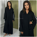Flower Pearls Sleeve Detail Basic Oversized Dress