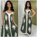 Flower Print Shiny Satin Strap Dress