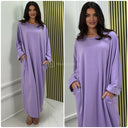 Folded Sleeves Oversized Basic Dress With Pockets