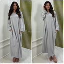 Folded Sleeves Oversized Basic Dress With Pockets