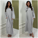 Folded Sleeves Oversized Basic Dress With Pockets