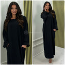 Folded Sleeves Oversized Basic Dress With Pockets
