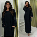 Folded Sleeves Oversized Basic Dress With Pockets