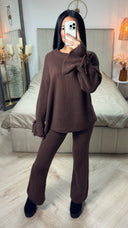 Knitwear Oversized Set Ruffle Sleeve Tie Detail