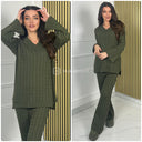 Fully Cable V Neck Wide Leg Set