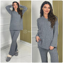 Fully Cable V Neck Wide Leg Set