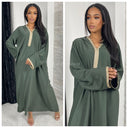 Golden Embroidery Wrist Hoodie Neck Abaya Super Oversized