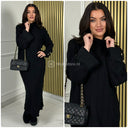 High Neck Oversized Dress Folded Sleeves Golden Buttons