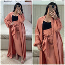2pcs Set Kimono + Tie Belt Skirt