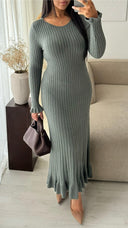 Knitwear Maxi Dress Ruffle Sleeve And Bottom