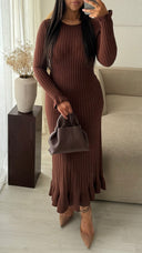 Knitwear Maxi Dress Ruffle Sleeve And Bottom