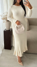 Knitwear Maxi Dress Ruffle Sleeve And Bottom