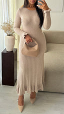 Knitwear Maxi Dress Ruffle Sleeve And Bottom
