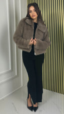 Crop Zipper Faux Fur Jacket 39188