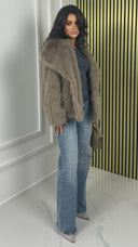 Big Collar Faux Fur Teddy Jacket 39173 