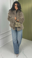 Big Collar Faux Fur Teddy Jacket 39173 