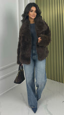 Big Collar Faux Fur Teddy Jacket 39173 