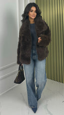 Big Collar Faux Fur Teddy Jacket 39173 