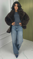 Big Collar Faux Fur Teddy Jacket 39173 