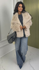 Big Collar Faux Fur Teddy Jacket 39173 