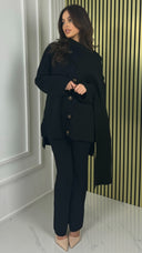 Knitwear 5 button Set Integrated Shawl