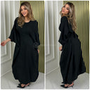 Inside Tie Belt Butterfly Linen Effect Dress