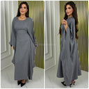 Inside Tie Belt Butterfly Linen Effect Dress