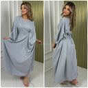 Inside Tie Belt Butterfly Linen Effect Dress