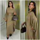 Inside Tie Belt Butterfly Linen Effect Dress