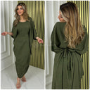 Inside Tie Belt Butterfly Linen Effect Dress
